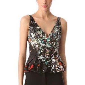 NEW NWT J. Mendel Top Printed Silk Cady Pleated Blouse